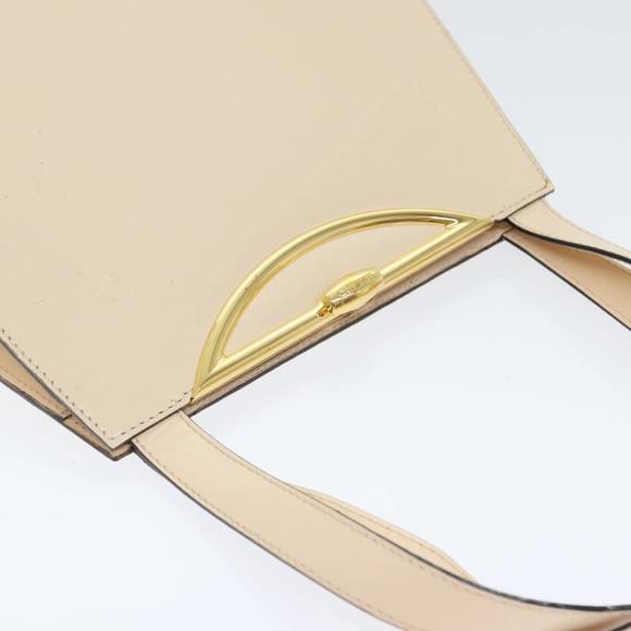 CELINE Hand Bag Leather 2way Cream Gold Auth 91296 - Picture 6 of 16